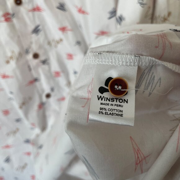 Winston Men's 5XL White Short Sleeve Button-Down Manuel Shirt Scribble Print - Picture 6 of 7